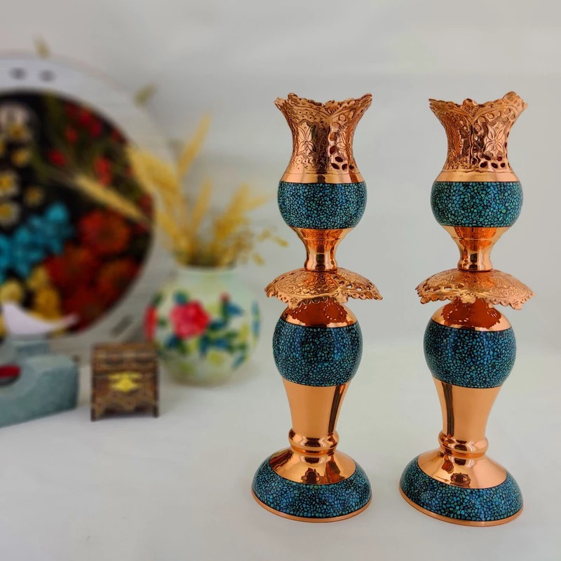 Picture of tattooed turquoise tulip candlestick